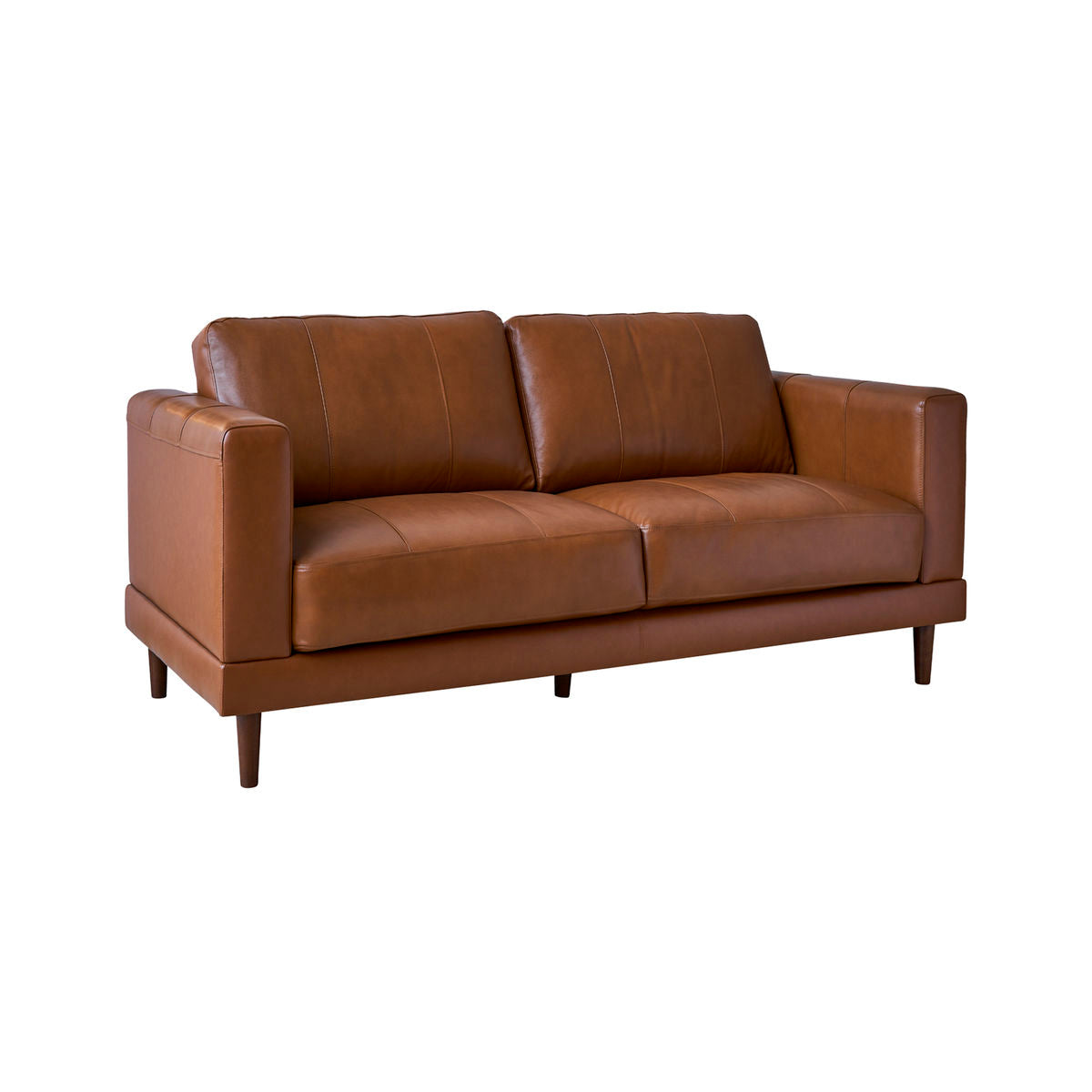 Hampton Tan Leather Loveseat - ELMT